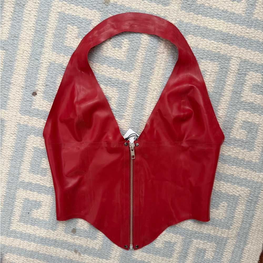 Miaou Mara S latex Red Halter Top with Zipper